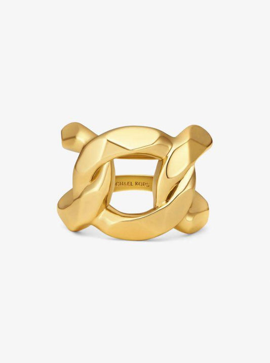Precious Metal-Plated Brass Curb-Link Ring