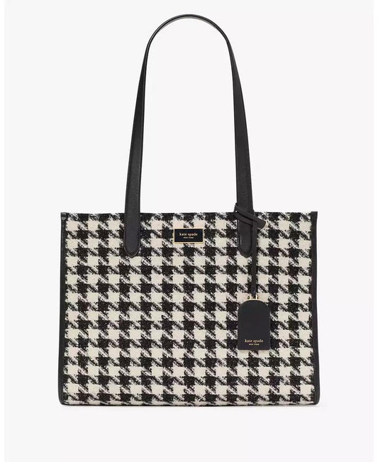Women's Manhattan Houndstooth Tweed Large Market Tote Bag