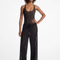 Floral Lace Stretch Nylon Drawstring Pants