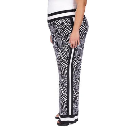 Plus Size Zebra-Print Striped-Border Pants
