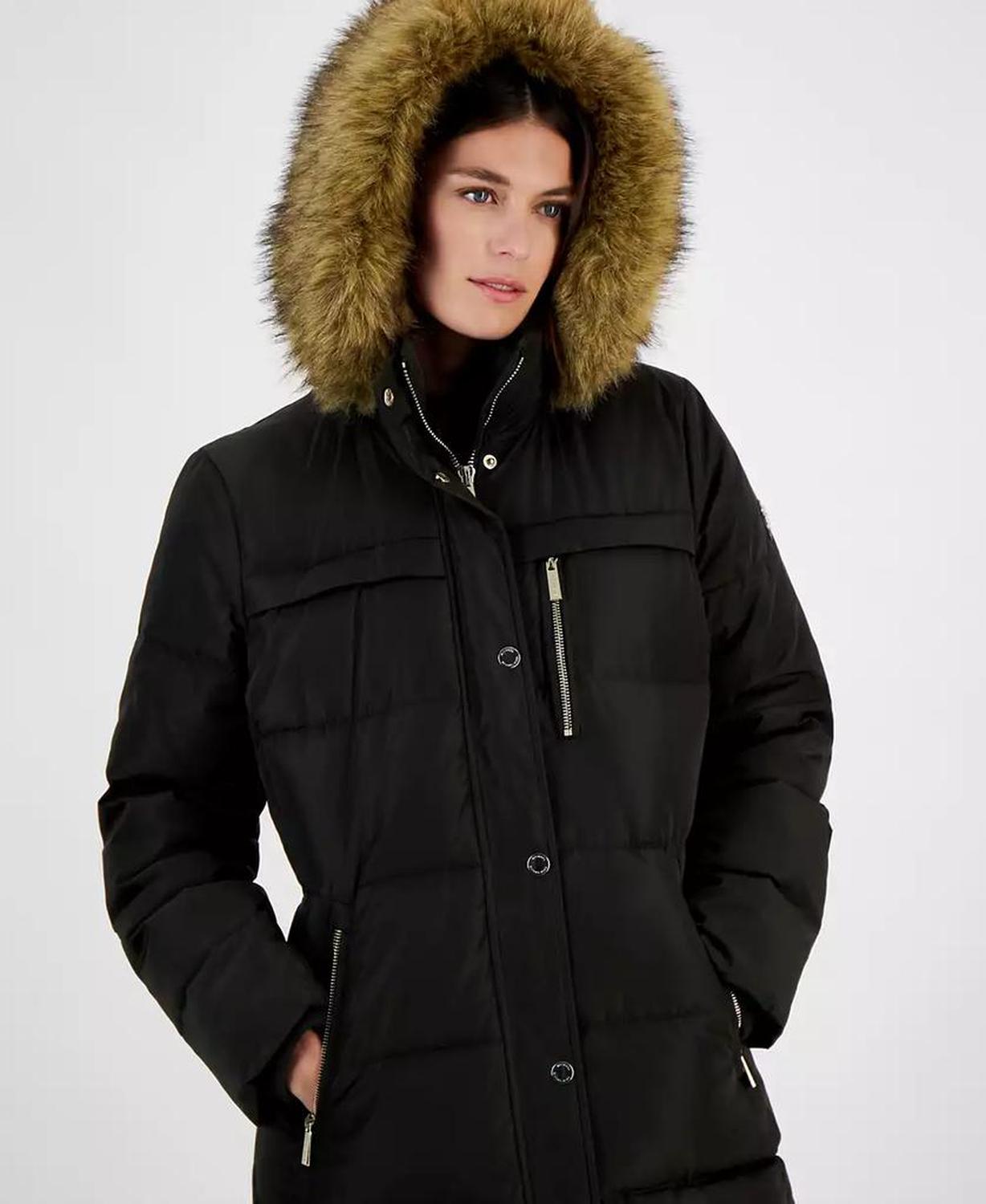 Women's Faux-Fur-Trim Hooded Puffer Coat, Created for Macy's