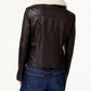 Shearling Collar Leather Jacket In Black
