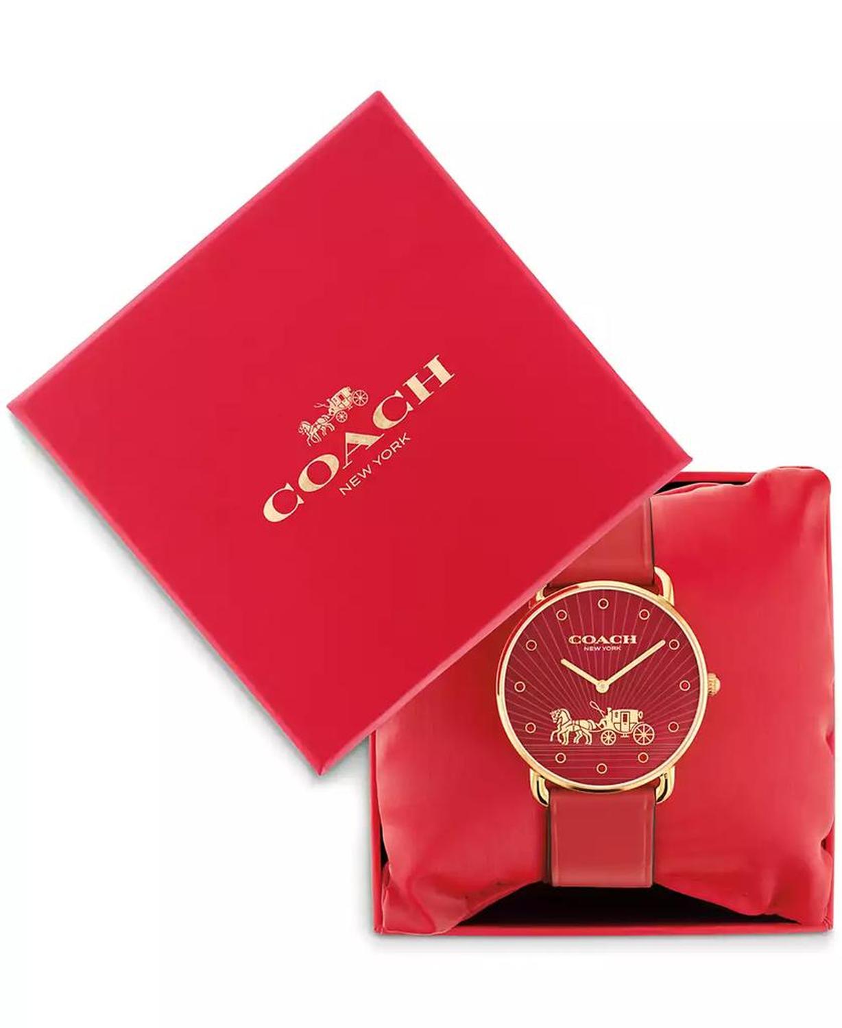 Women's Elliot Red Leather Strap Watch, 36mm