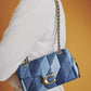 Tabby Mini Denim Shoulder Bag 20 with Patchwork Quilting