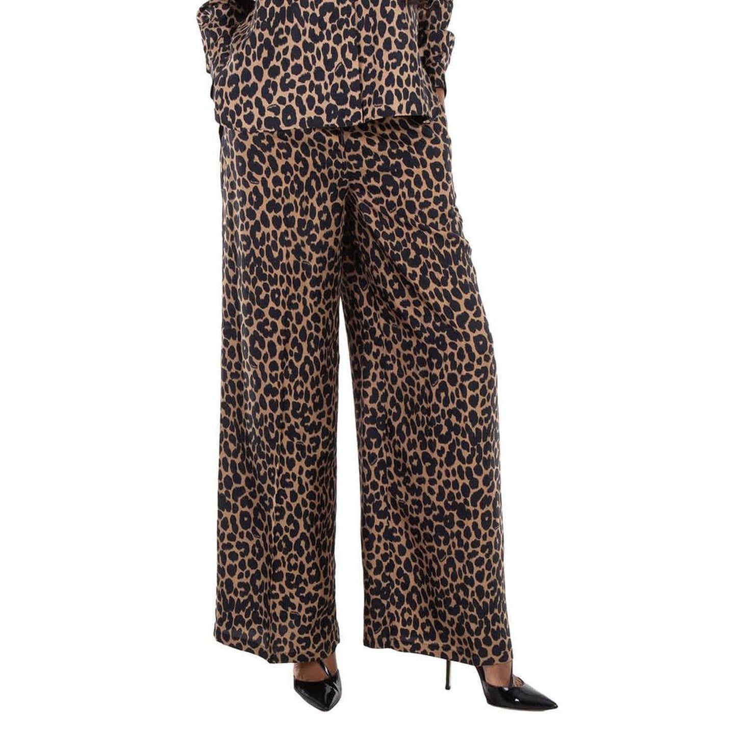 Ghinea Leopard Silk Wide-Leg Pants