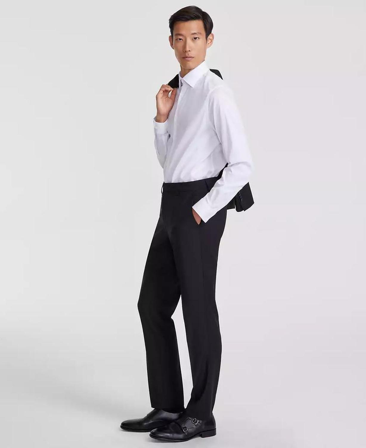 Men Modern-Fit Stretch Solid Nested Suits