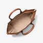 Avril Large Leather and Logo Jacquard Satchel