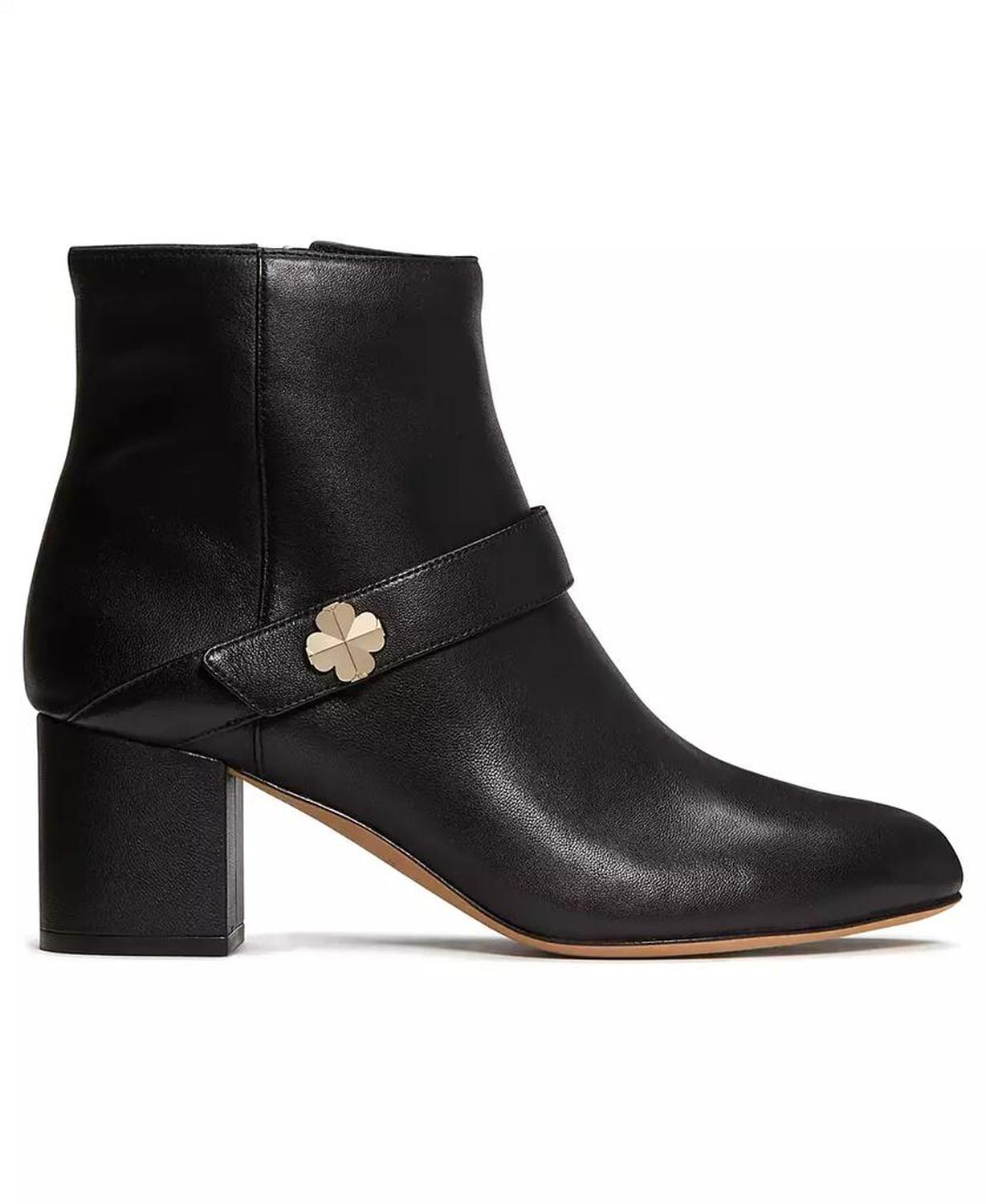 Women's Spade Flower Block Heel Ankle Booties