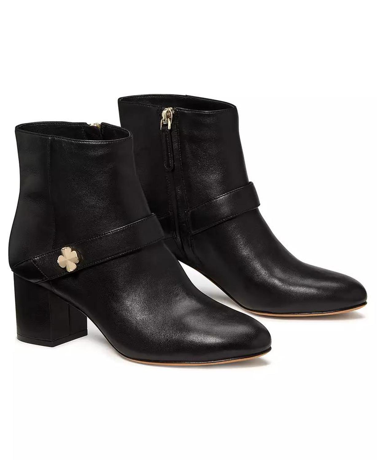 Women's Spade Flower Block Heel Ankle Booties