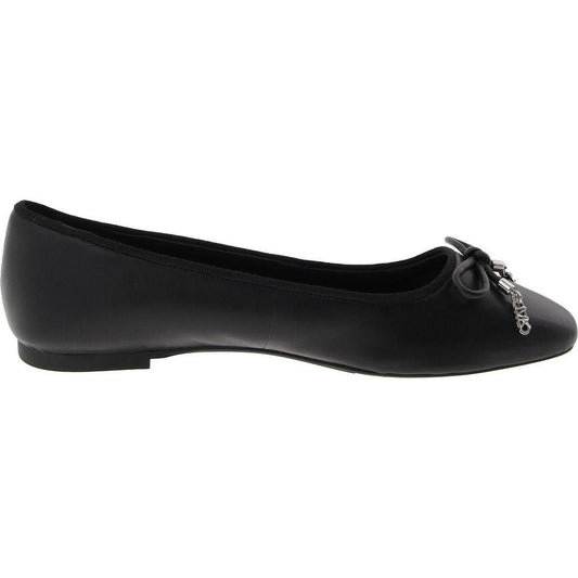 Womens Bow Leather Ballet Flats