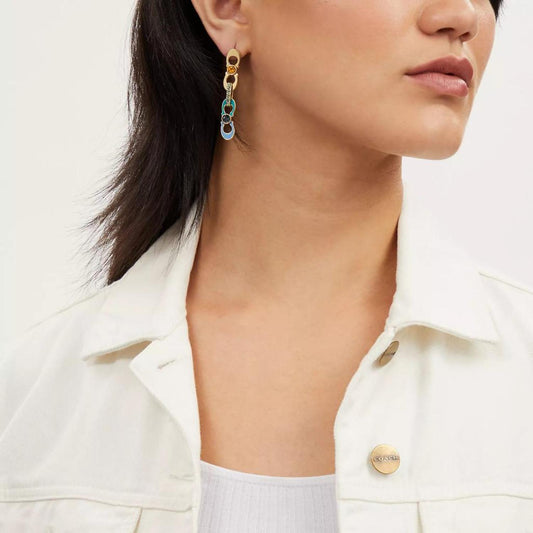 Coach Outlet Signature Link Enamel Pavé Linear Earrings