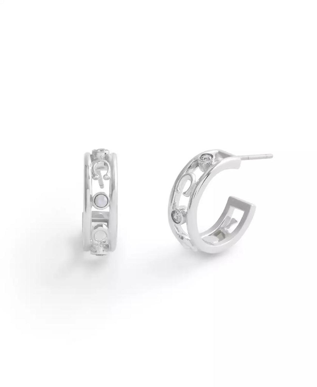 Faux Stone Signature C Open Hoop Earrings