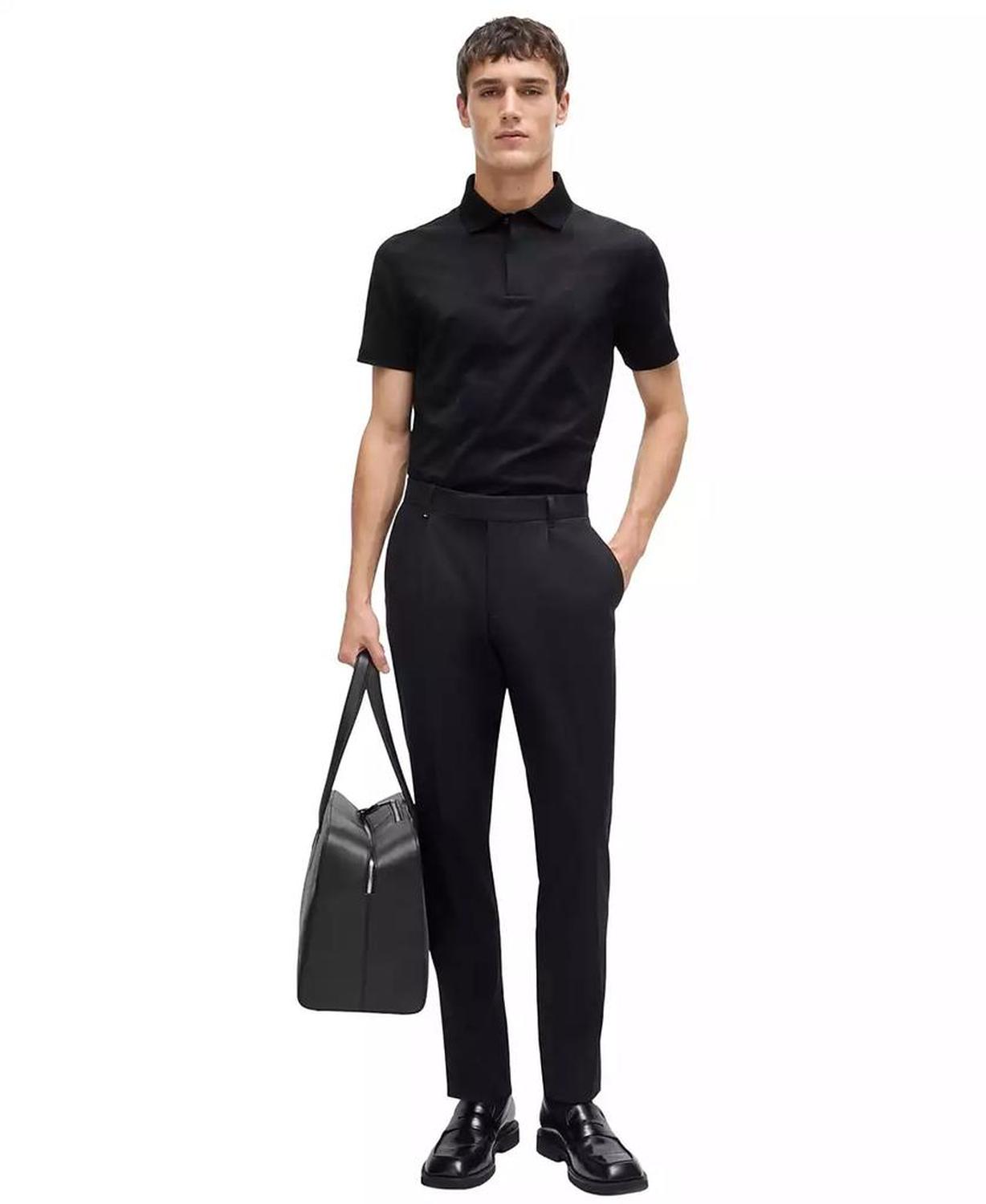Men's Houndstooth Jacquard Slim-Fit Polo Shirt
