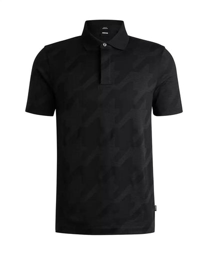 Men's Houndstooth Jacquard Slim-Fit Polo Shirt