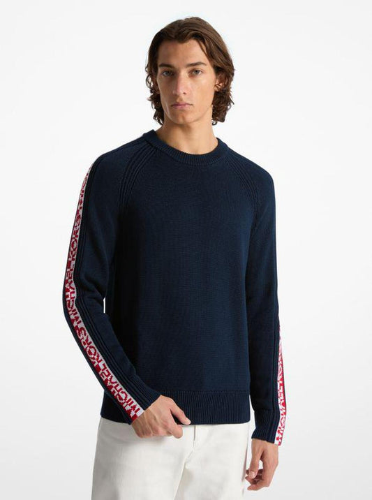 Logo Tape Cotton Blend Sweater