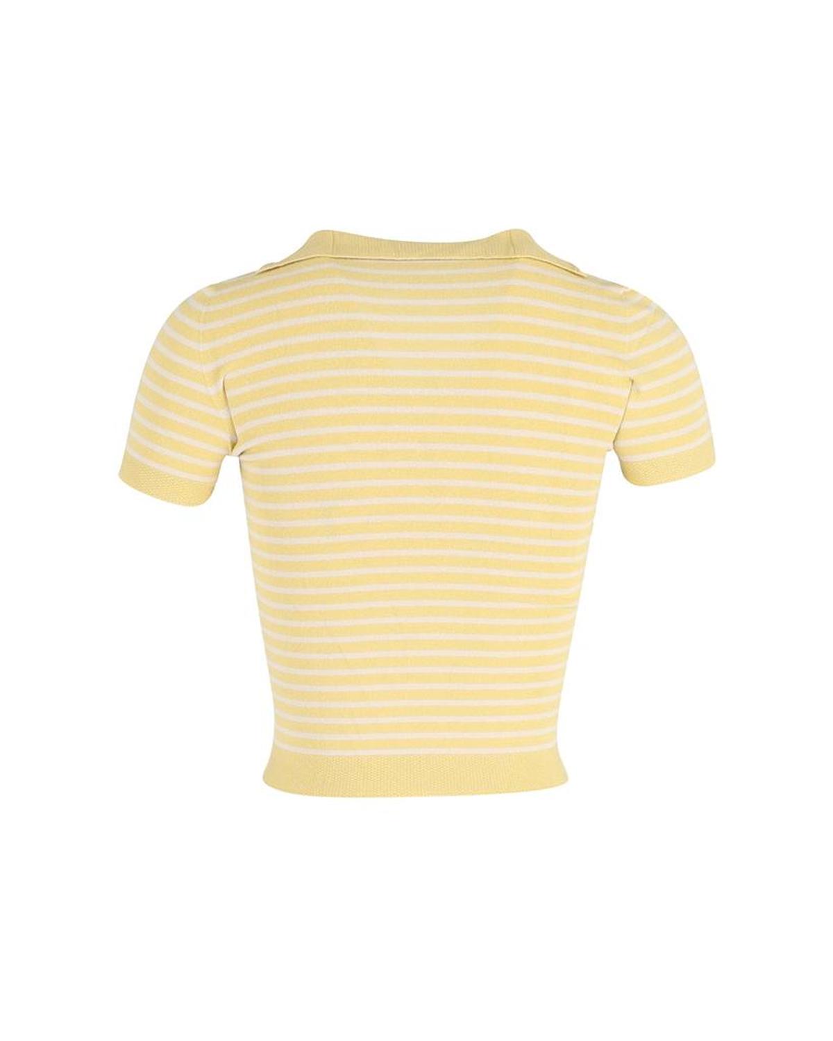 Max Mara Striped Crop Top in Yellow Cotton