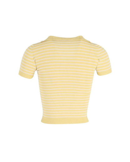Max Mara Striped Crop Top in Yellow Cotton