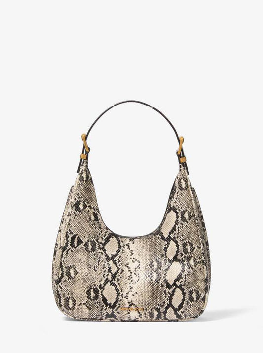 Nolita Small Snake Embossed Leather Hobo Shoulder Bag