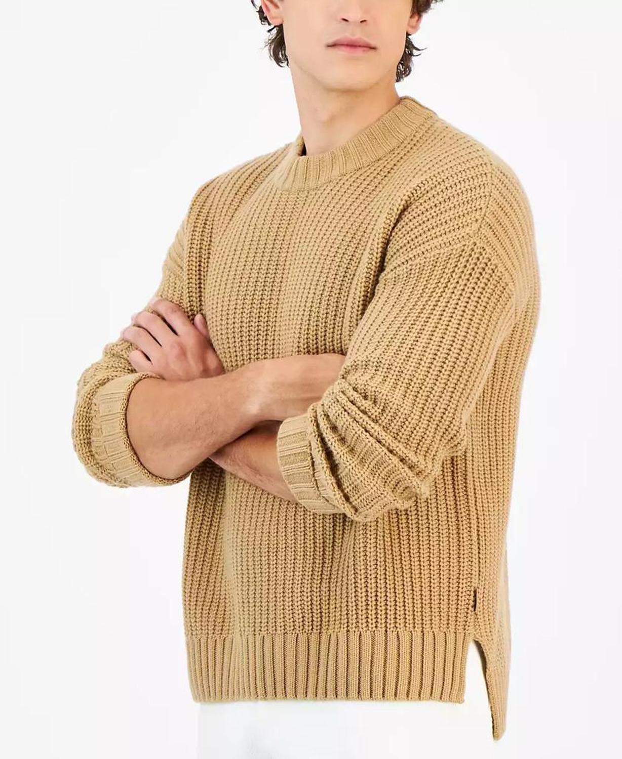 Men's Stepped Hem Crewneck Sweater