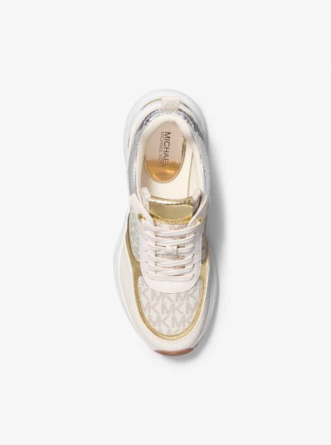 Katrina Signature Logo and Metallic Lizard Embossed Trainer