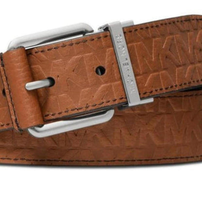 Belt Mens Brown Faux Leather Buckle Embossed Casual Jeans LTMV2