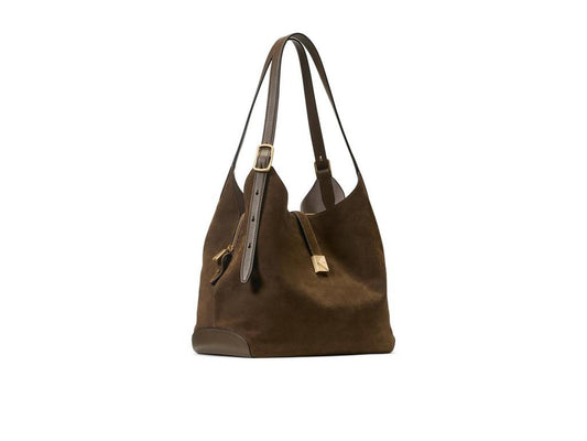 Deco Pebbled Leather And Suede Large Shoulder Bag