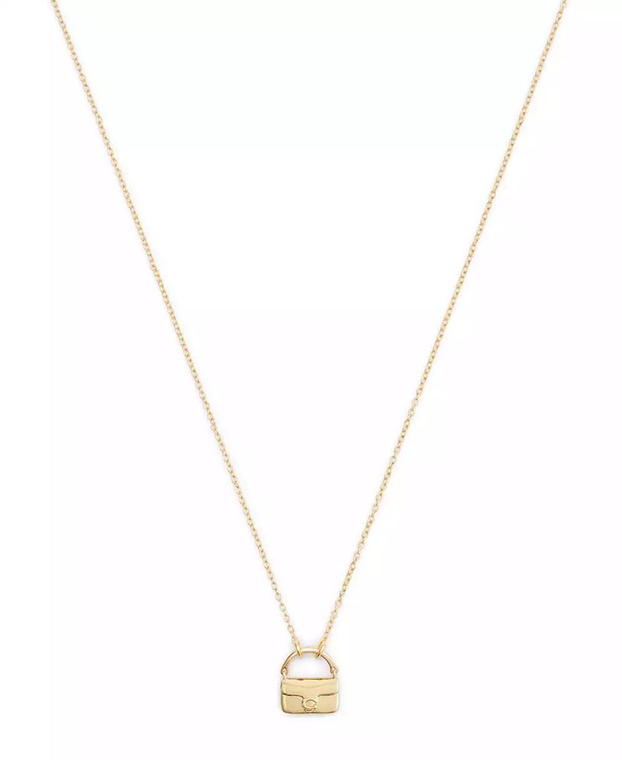 Gold Signature Handbag Pendant Necklace