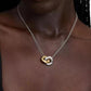 Two-Tone Interlock Ring Pendant Necklace, 16" + 3" extender
