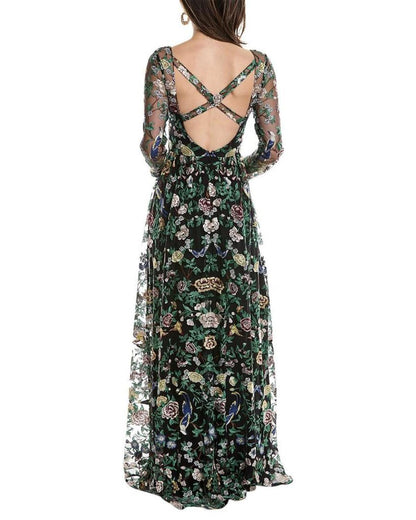 Marchesa Notte Embroidery On Tulle Gown