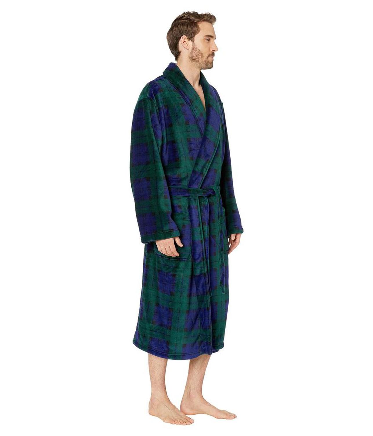 Microfiber Plush Long Sleeve Shawl Collar Robe