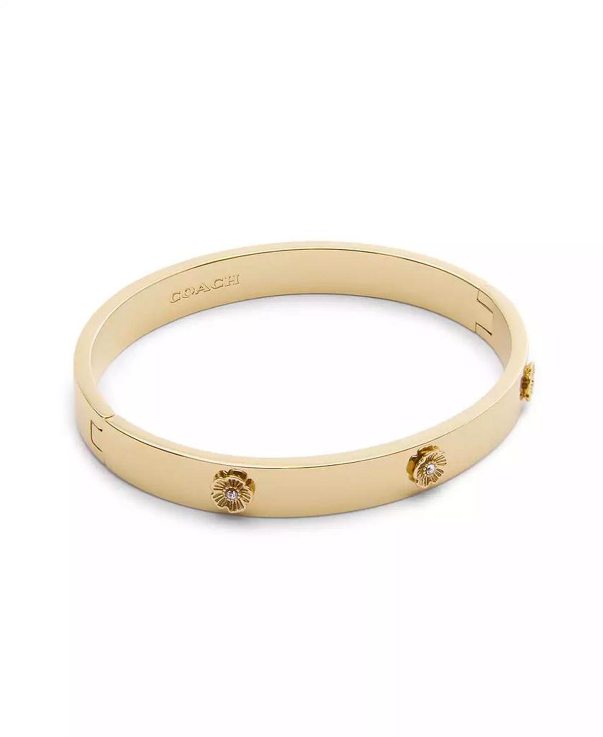 Signature Faux Stone Tea Rose Enamel Bangle Boxed Bracelet