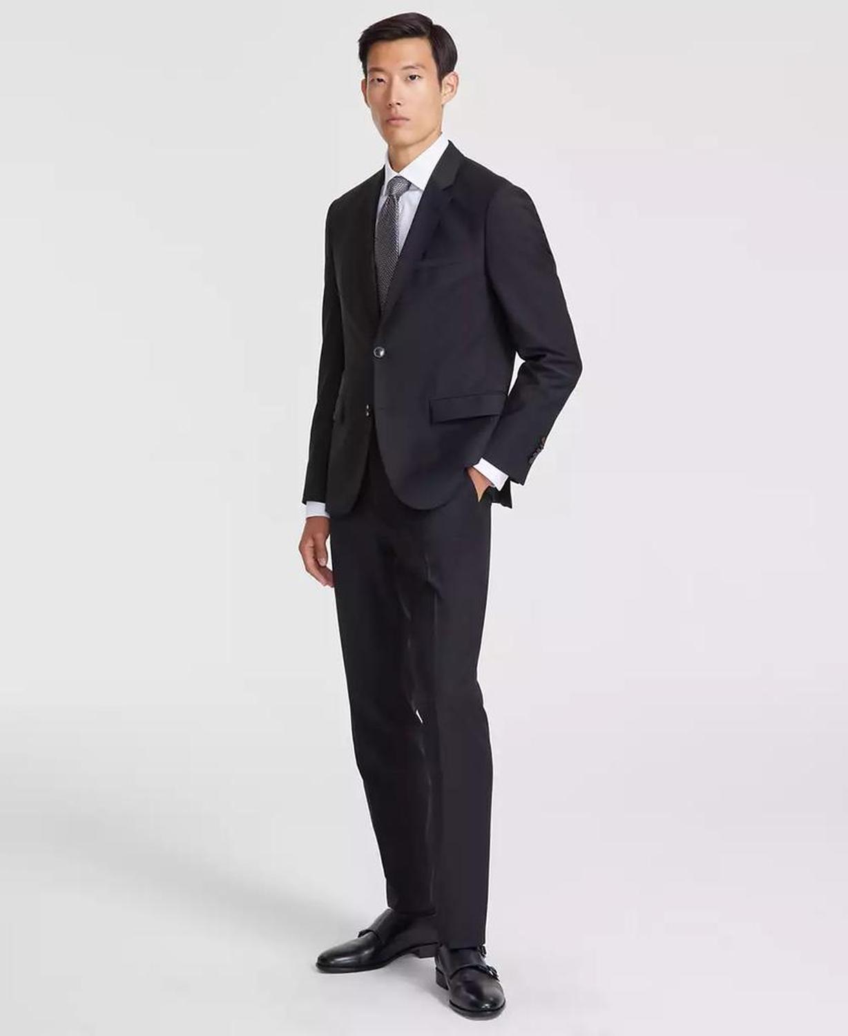 Men Modern-Fit Stretch Solid Nested Suits
