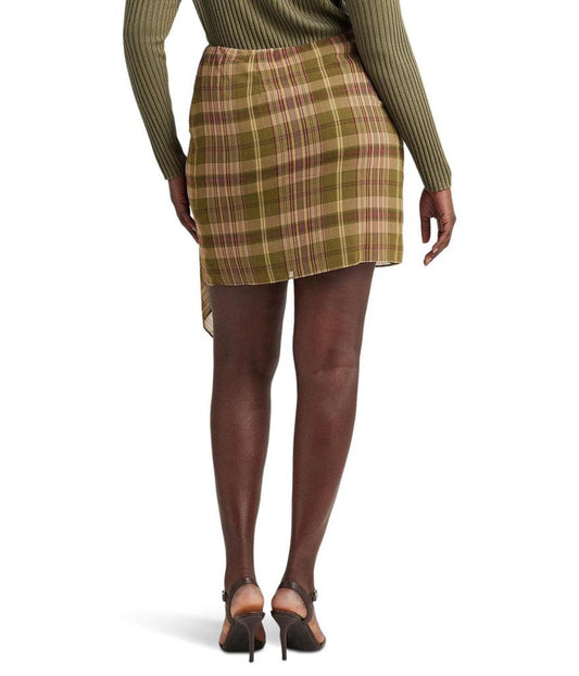Plus Size Plaid Ruffle-Trim Georgette Skirt
