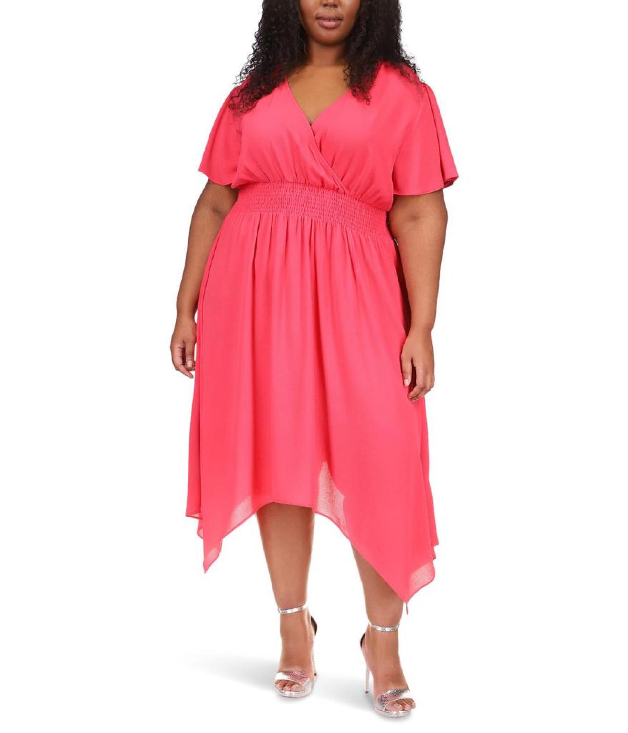 Plus Size Solid Hank Hem Dress