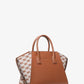 Avril Large Leather and Logo Jacquard Satchel