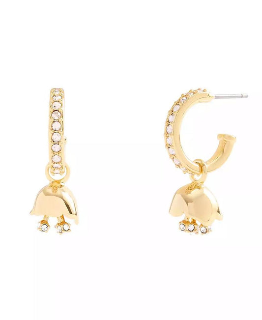 Faux Stone Floral Huggie Hoop Earrings