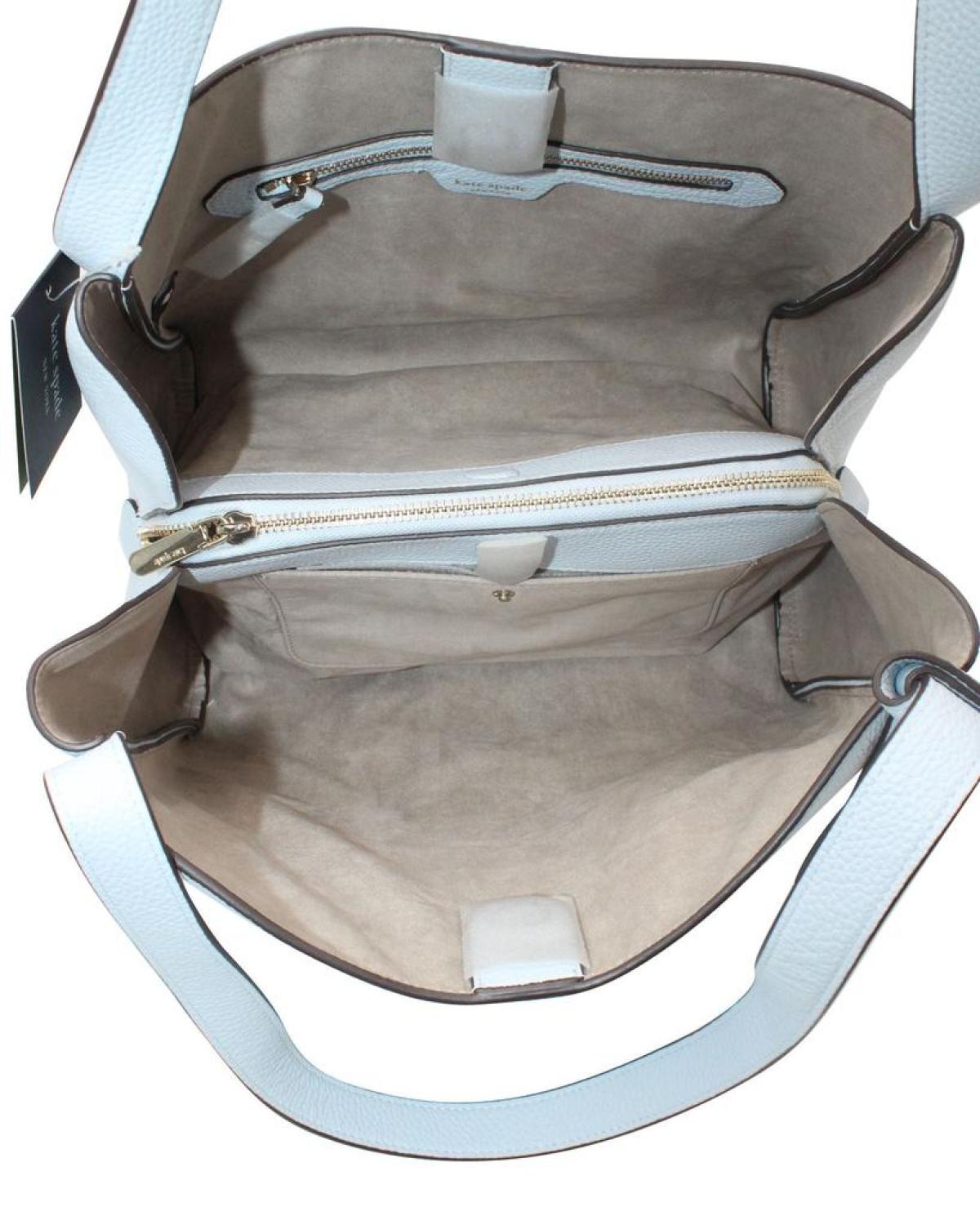 Baby Blue Pebbled Leather Tote Bag