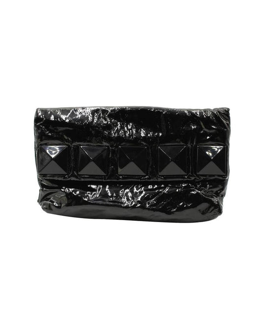 Studded Clutch in Black Patent Leather