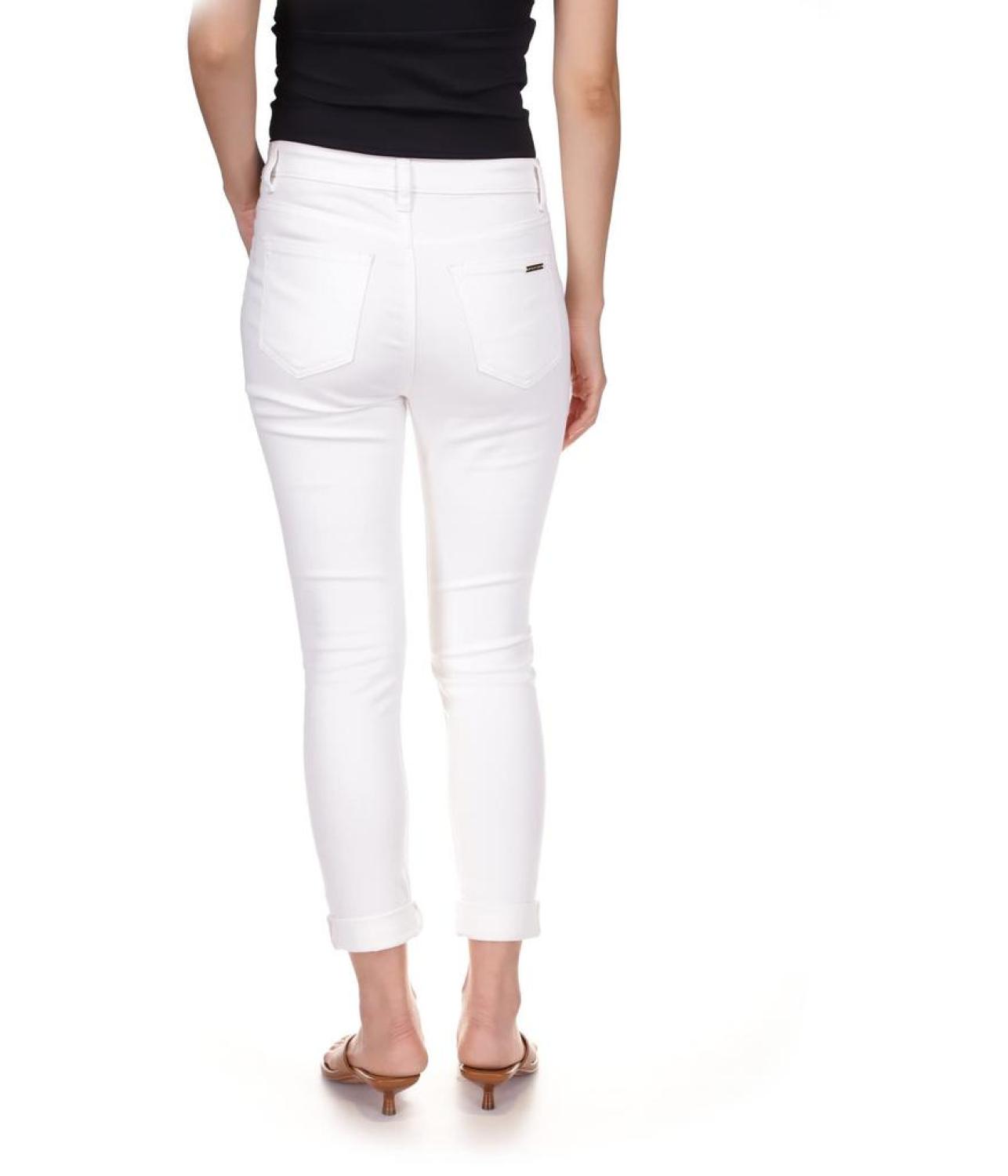 Izzy Skinny Roll Hem Jeans in White