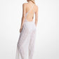 Floral Lace Stretch Nylon Drawstring Pants