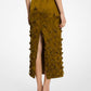 Hand-Embroidered Floral Crushed Duchesse Pencil Skirt