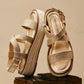 MICHAEL Lynn Leather Buckled Espadrille Sandals