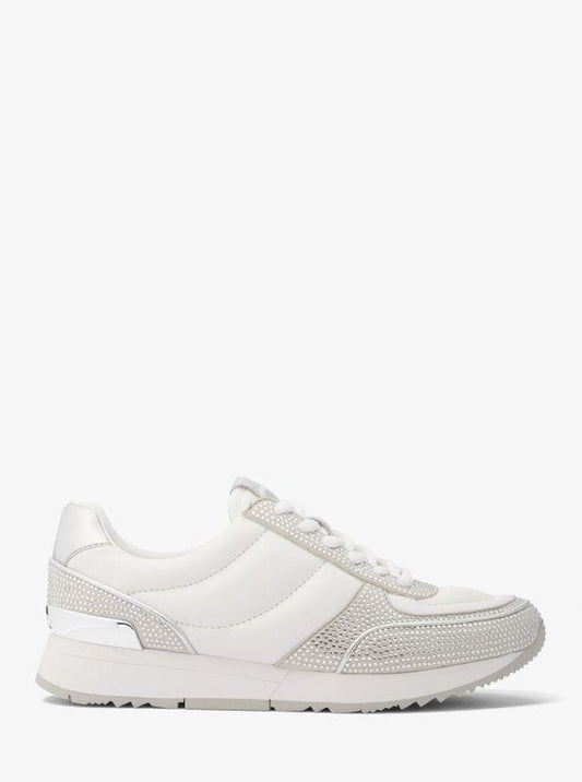 Andi Embellished Quilted Leather and Metallic Trainer