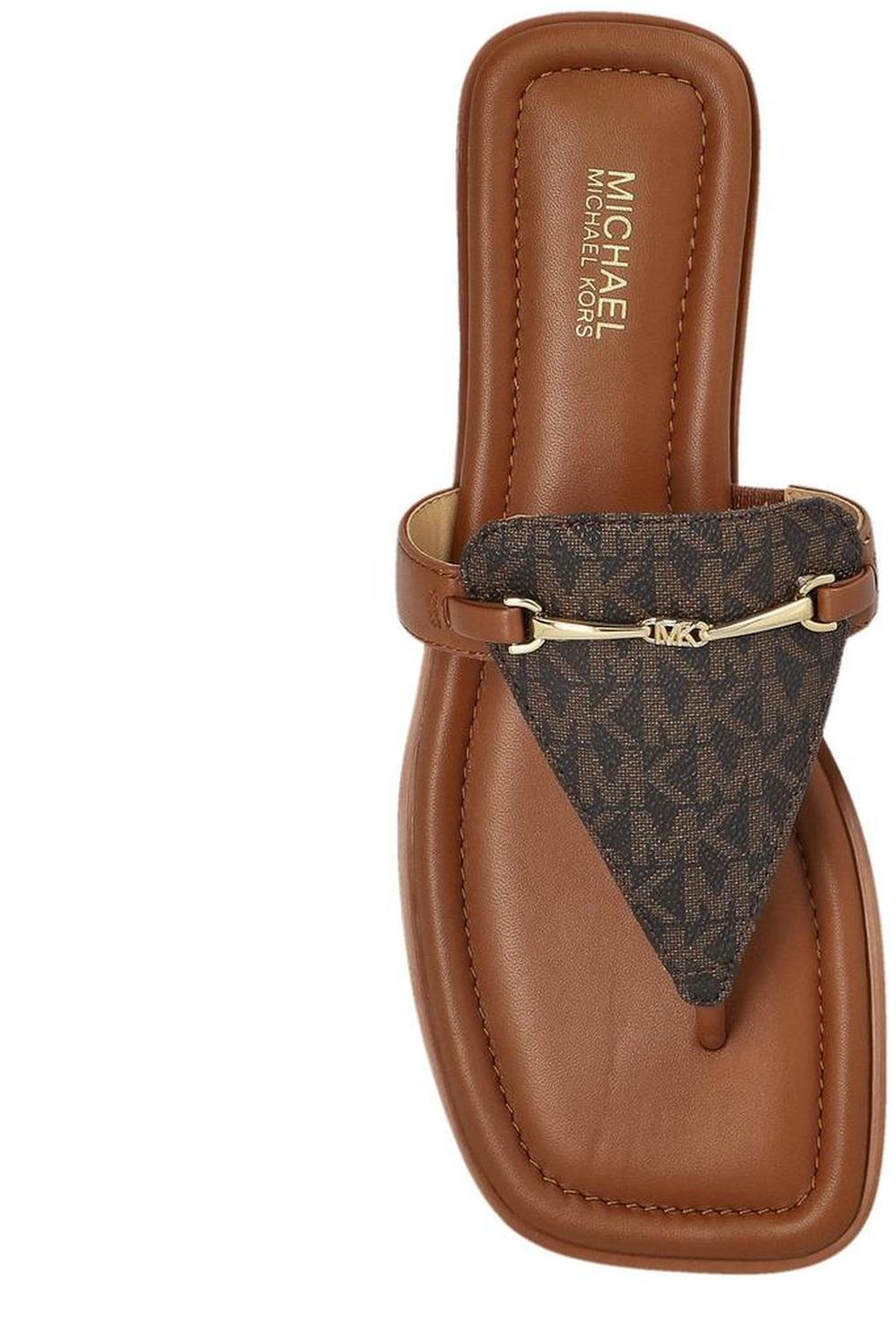 Michael Michael Kors Lena Signature Logo T-Strap Sandals