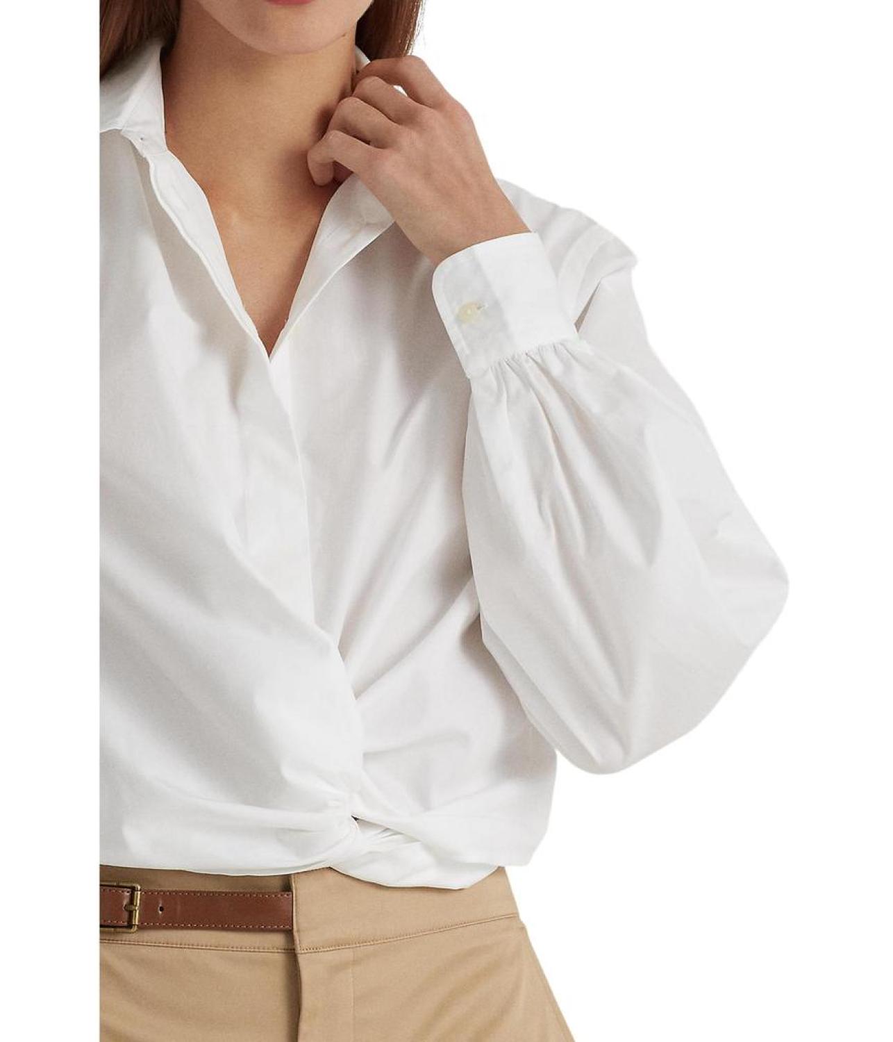 Twist-Front Broadcloth Cropped Shirt