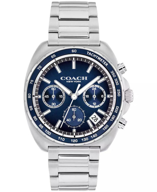 Men's Charter Silver Tone Stainless-Steel Bracelet Watch, 39mm