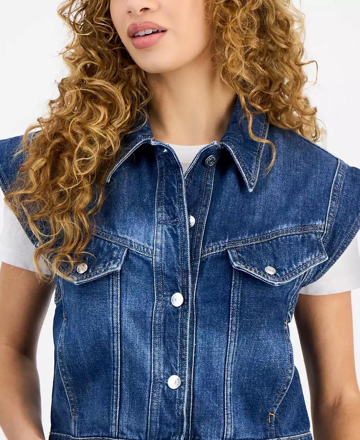 Women's Extended-Shoulder Denim Vest