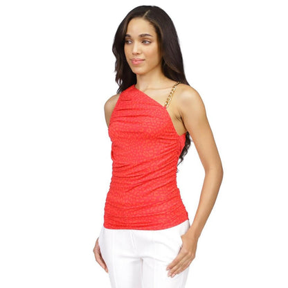 Women's Ruched Chain-Shoulder Top