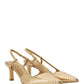 Textured Gold Slingback Pumps With Pointed Toe