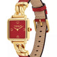 Women's Cass Gold-Tone Stainless Steel and Red Leather Strap Watch, 22mm